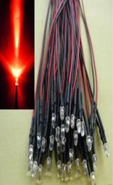 100PCS 3mm Red LEDs Pre Wired Led 12V Lamp bulb good quality9364138