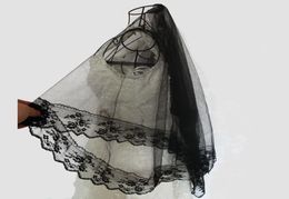 Charming Lace Wedding Bridal Veils Without Comb One layer Veil Wedding Accessory Spring Cheap In Stock Black Color6194537