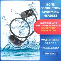 Player New Brand Bone Conduction MP3 Player 8G/16G/32GB IPX8 Waterproof Swimming MP3 Bluetooth Music Player Headphone Outdoor Sport He