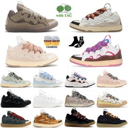 New Lanvinics Casual Shoes High Quality Leather Men Women Platform Khaki Orange Sky Blue Purple Beige Shoe Designer Sneakers School Trainers dh gate Size 35-46