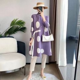 Trench Chic Trench Coat Women 2023 Spring Autumn SingleBreasted Purple Windbreaker Coat Female StandCollar Fashion Printed Outwear