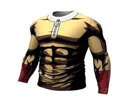 One Punch Man Running tshirts men Compression Tight shirts Gym sport training shirts bodybuilding Long sleeves clothing male Y20063591055