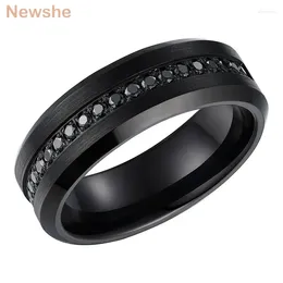 Wedding Rings She Black Tungsten Carbide For Men Half Eternity AAAAA Round Cubic Zircon Charm Jewellery