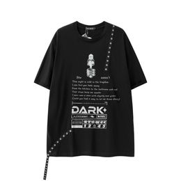 High Street Punk Functional Style Printed Ribbon Design Feel Loose Round Neck Short Sleeve T-shirt