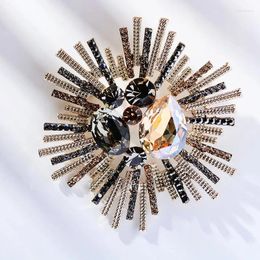 Brooches SINZRY Colorful Glass Crystal Sunflower Exaggerated For Women