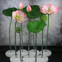 Decorative Flowers Simulation Lotus Leaf Long Stem Artificial Flower Pole Pond Water Surface Pastoral Landscape Home Room DIY Decoration