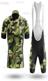 New Mens Camouflage Cycling Jersey Short Sleeve Bicycle Clothing Kit Bike Wear Triathlon Uniforme MTB Breathable Bike Suit Set15520420