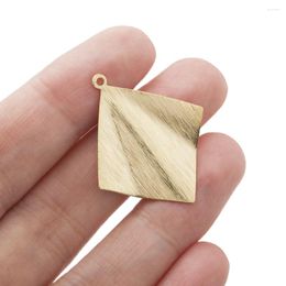 Charms 10pcs Raw Brass Geometric Rhomboid With Folded Stamping Square Pendant For Earrings Necklace Making Finding