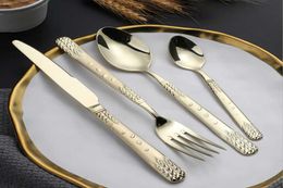 Wheat Ear Flower Gold Kitchen Tableware Set Cutlery Stainless Steel Luxury Dinnerware Fork Spoon Knife Western Dinner Sets7591199