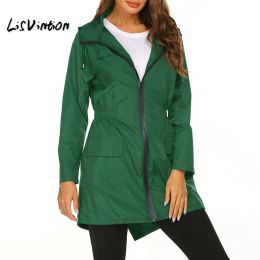 Trench Women Lightweight Raincoat Female Sfit Waterproof Packable Hooded Outdoor Hiking Rain Jacket Active Rainwear