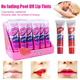 Shadow 24pcs/lot Fruit Flavour Peel Off Liquid Lipstick Waterproof Long Lasting Lip Gloss Pack Tatoo 6 Colour Wholesale Lipgloss