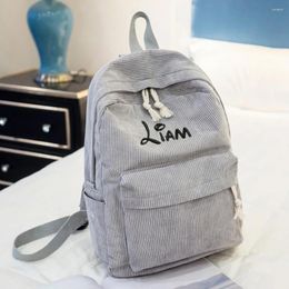 Backpack Personalised Corduroy Women Schoolbag Customised Embroidered Training Anti-theft Shoulder Bag For Teenager