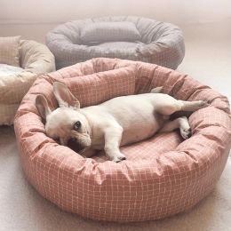 Mats Round Pet Beds for Dogs Cats Soft Cloth Pet Mat with Pillow Animals Sleeping Cushions Sofa Puppy Small Cat House Dog Accessoires