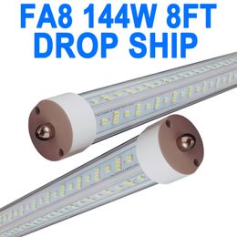 8FT LED Bulbs, Super Bright 144W 18000lm 6500K, T8 T10 T12 LED Tube Lights, FA8 Single Pin T8 LED Lights, Clear Cover, 8 Foot Bulbs to Replace Fluorescent Light Bulbs crestech