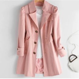 Trench 2023 New Spring Autumn Trench Coat With lining OL Ladies Coats Elegant Slim Long Women Windbreaker Solid Casual Outwear Femme