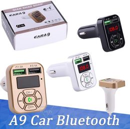 FM Adapter A9 Bluetooth Car Charger Transmitter with Dual USB Adapter Hand MP3 Player Support TF Card for iPhone Samsung Unive1540302