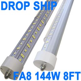 T8 T10 T12 8FT LED Tube Light Bulbs, 144W 6500K Daylight White, Single Pin Fa8 LED Replacement Fluorescent Fixture ,Ballast Bypass, Warehouse Cabinet Garage crestech