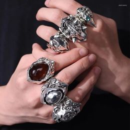 Cluster Rings Cyberpunk Gothic Metal Mechanical For Men Cool Finger Ring Monster Motorcycle Party Hip Hop Y2K Jewelry HUANZHI INS