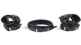 Bdsm Fetish Leather Sponge Dog Collar Slave Hand Wrist Ankle CuffsBondage Restraints Fun Erotic Sex Flirting Toys For Women5939607