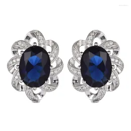 Stud Earrings Eulonvan Luxury 925 Sterling Silver Engagement Wedding For Women Jewelry & Accessories Dark Blue Cubic Zirconia S-3702