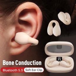 Headphones Bone Conduction Bluetooth Earphones Earring Wireless Ear Clip Headphones Sound Earcuffs Sport Headset Earbuds Ear Hook With Mic