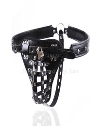 New Pu Leather Belt Device Pants Sexy Underwear Lock Adult Erotic Cage Penis Bondage Cock Rings C190328013079666
