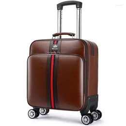 Suitcases First Class Business Suitcase 18 Inch Portable Travel Bag With Computer Storage Soft Leather Trolley Laptop