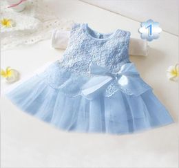 Baby girl bow dress princess dress children lace patchwork sleeveless dresses flower girl party dress kids fashion clothing5388281