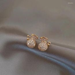 Stud Earrings 2024 Korean Exquisite Senior Elegant Fashion Lovely Compact Luxury Crystal Women Jewelry Girl's