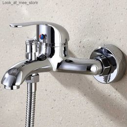 Bathroom Sink Faucets Bowl shaped faucet wall mounted cold water dual hole nozzle mixer bathroom three valve concealed shower hardware Q240301