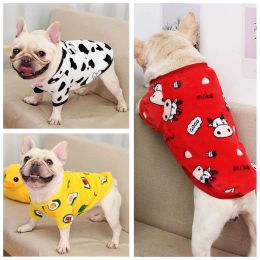 Vests Cute Print Small Dog Hoodie Coat, Winter Warm Pet Clothes, French Bulldog Sweatshirt, ShiTzu Puppy Dog Cat Pet Jacket