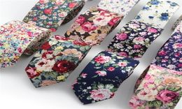 Cotton Flower Tie Men039s Colourful Floral Ties Necktie Narrow Paisley Slim Skinny Cravate Narrow Thick Neckties T2008055852629