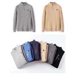 2024 Mens Designer Polo Sweater Fleece S Shirts Thick Half Zipper High Neck Warm Pullover Slim Knit Knitting Jumpers Small Horse Brand Sweatshirt 886vvv