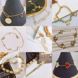 New Fashionable Female Women Bracelets Bangle Bracelet Wristband Cuff Chains 18K Gold Plated Stainless steel Womens Lover Gift Wedding Jewelry -1