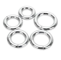 Cockrings Scrotum Stretcher Heavy Duty Male Magnetic Ball 5 Size Delay Ejaculation Metal Penis Cock Lock Ring Sex Toys For Men9585019