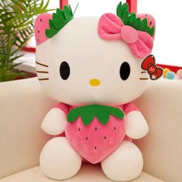 2024 Factory wholesale 22cm Hello Strawberry Katie Cat Plush Toys Anime Around Dolls Children's Gift