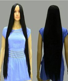 gtgtCharming Black 39inch Extra long Straight Cosplay wig AE2586569446