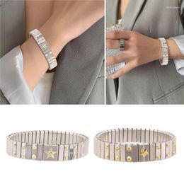 Link Bracelets Stainless Steel Elastic Bracelet Simple Designs Vintage Bangle Waterproof Jewelry