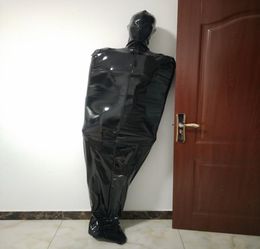 Fetish pvc faux leather Catsuit Costumes Sexy black mummy bodysuit Spandex Sleeping Bag Zentai Catsuits adult cosplay Fancy Dress 5027370