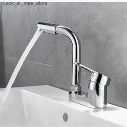 Bathroom Sink Faucets New type of bathroom faucet washbasin faucet double hole three hole 360 rotating cold and hot bathroom sink faucet Q240301