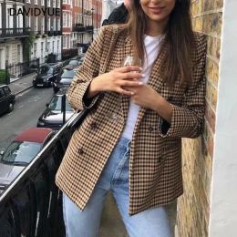 Blazers Fall 2022 women blazer jacket ladies tops office wear women korean plaid blazer vintage orange long blazer coat streetwear