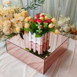 Wedding Party Mirror Acrylic 5 Sided Box Food Cubes White Food Stand Acrylic Display Buffet Risers Cake Stand pedestal flower stand centerpieces for wedding table