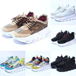 Casual Shoes Luxury Designer Vercace Chain Casual Shoes Italy Triple Black Multi Colour Suede Tan Fluo Beige Platform Sneaker Outdoor Mens Trainers 300