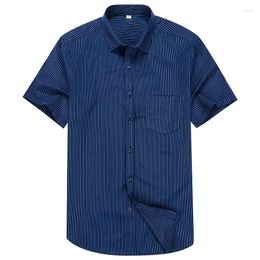 Men's Dress Shirts Casual Brand Fashion Short Sleeve Summer Gentleman T Shirt 10 Candy Colour Male Large Size S-5XL Striped Top