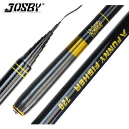 Combo JOSBY Ultralight Telescopic Fishing Rod Carbon Fibre Freshwater Stream Hand Pole Carp Feeder Portable Fishing Accessory 3.67.2M