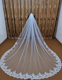 Bridal Veils Real Pos 5M Tulle Lace Cathedral Long Wedding Bride Veil White Ivory Metal Comb Accessories Veu De Noiva7732442