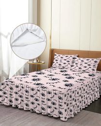 Bed Skirt Eye Line Drawing Black Eyelashes Elastic Fitted Bedspread With Pillowcases Mattress Cover Bedding Set Sheet