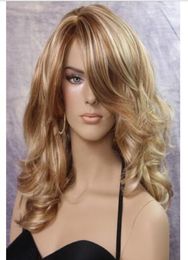 Beautiful Wavy Curly Layered Wig Strawberry and pale Blonde mix JSBD 276131025923