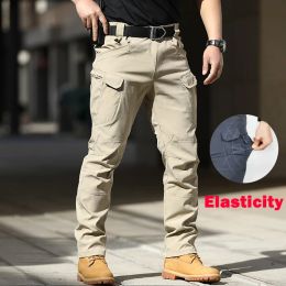 Pants Summer Stretch Tactical Pants Men Thin Outdoor Work Wear Elastic Overalls Army Training Loose Soft Assault Trousers Waterproof