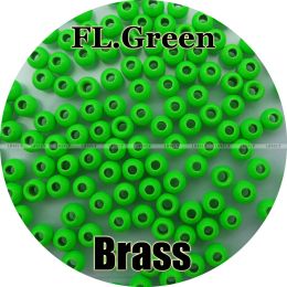 Lures Fluorescent Green Color, 200 Brass Beads, Countersunk, Fly Tying, Fishing